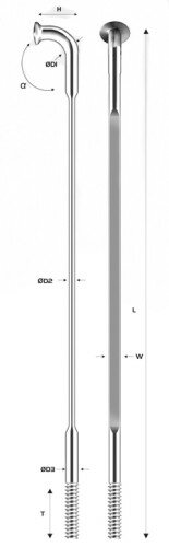 Спиця Pillar PSR X-TRA 1422 290 мм АЕРО сріблястий
