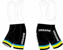 Велотруси Pro Ukraine з лямками з памперсом чорний/блакитний/жовтий S  Фото