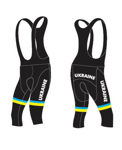 Велотруси Pro Ukraine 3/4 з лямками з памперсом чорний/блакитний/жовтий L