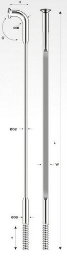 Спиця Pillar PSR X-TRA 1422 288 мм АЕРО сріблястий