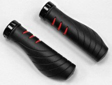 Ручки руля Velo VLG-1389D3-L1 з замками чорний / червоний 130 мм  Фото