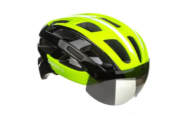 Шлем ONRIDE Hill с визером на магнитах черный/зеленый L (57-62 см)