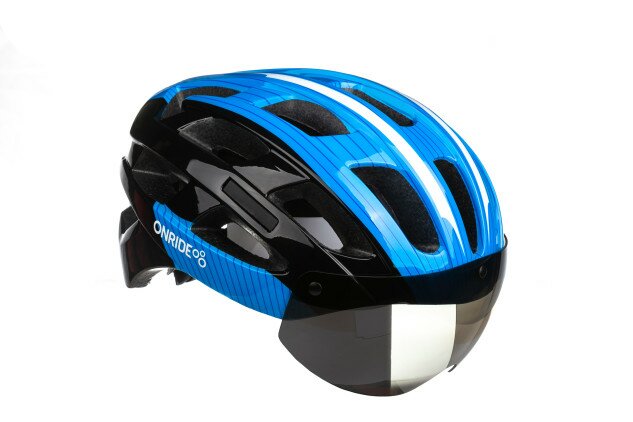 Шлем ONRIDE Hill с визером на магнитах черный/синий L (57-62 см)