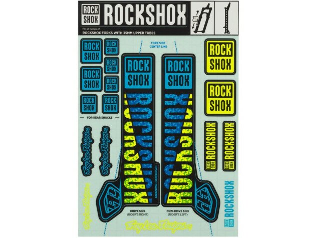 Наліпки на вилку RockShox DECAL KIT (35 мм) Troy Lee Designs блакитний/жовтий