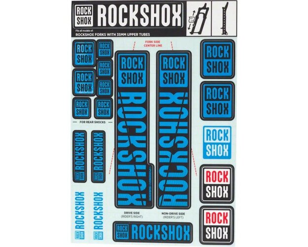 Наліпки на вилку RockShox DECAL KIT (35 мм) блакитний