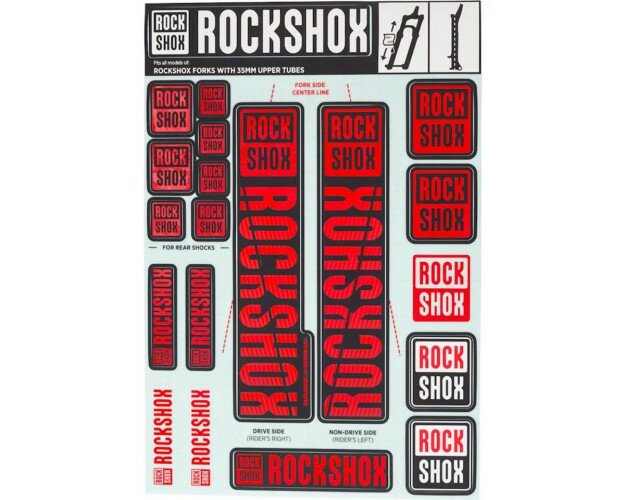 Наліпки на вилку RockShox DECAL KIT (35 мм) червоний (OXY RED)