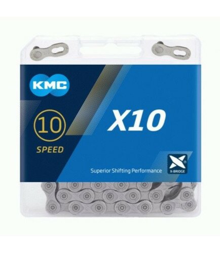 Ланцюг KMC X10 10 швидкостей 114 ланок + замок сірий