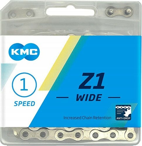 Цепь KMC Z1 Wide Silver Single-speed 112 звеньев серебристый + замок