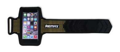 Чохол для телефона на руку Remax Sports Arm Band чорний/жовтий L  Фото