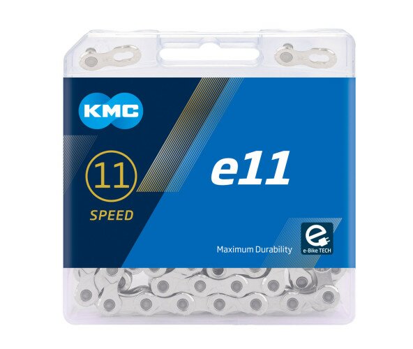 Ланцюг KMC E11 Silver для електровелосипедів 11 швидкостей 122 ланок + замок