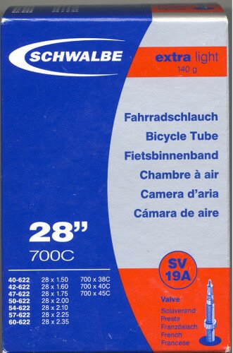 Камера Schwalbe SV19A Extra Light 27.5"x2.00-2.35" / 28"x1.50-2.40" ніпель FV 40мм