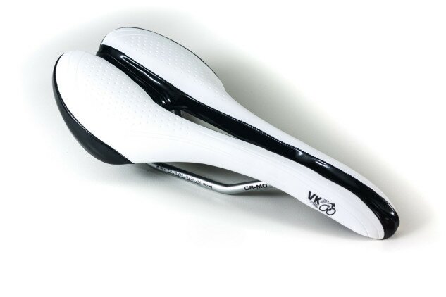 Сідло Velo VL-1413 CroMo рамки білий/чорний логотип VK Фото №3