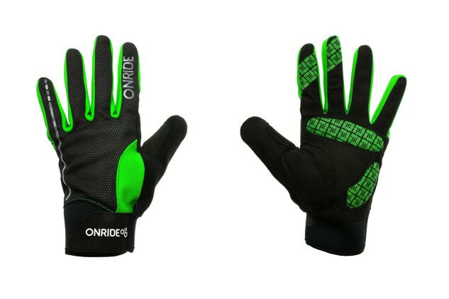 Рукавички ONRIDE Pleasure довгі пальці чорний/зелений XL