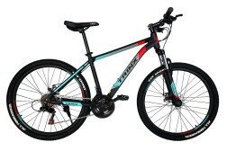 Велосипед TRINX M100 26" чорний/червоний/блакитний 19"  Фото