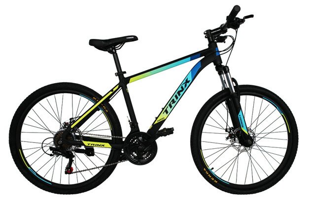 Велосипед Trinx M100 26" чорний/блакитний/жовтий 17"