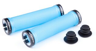Ручки руля FireEye Goosebumps-R 128 мм с замками прозрачный синий  Фото
