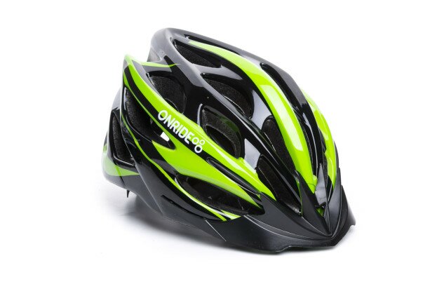 Шлем ONRIDE Mount глянцевый черный/зеленый M (55-58 см)