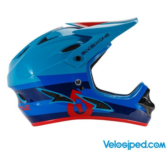 Шлем фуллфейс SixSixOne 661 COMP BOLT HELMET голубой/красный XL (60-62см)