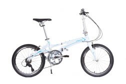Велосипед складной Langtu KK029 20" белый/голубой (Pearl White/Blue)  Фото