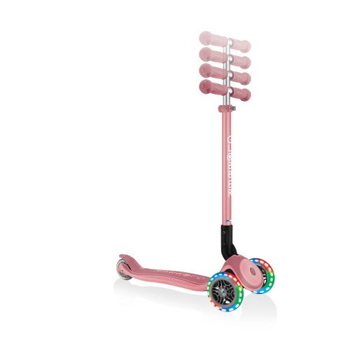Самокат GLOBBER PRIMO FOLDABLE PLUS LIGHTS колеса с подсветкой до 50кг 3+ пастельно-розовый Фото №4