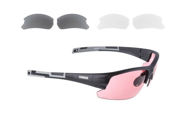 Очки ONRIDE Lead 30 матовый черный с линзами Smoke / HD pink /  Clear